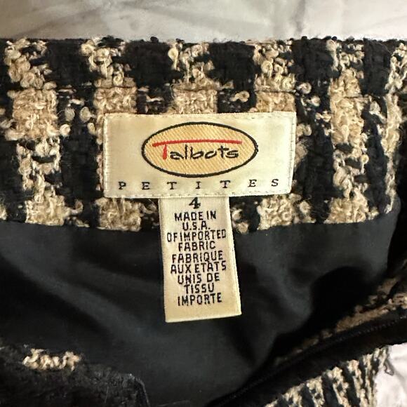 Talbots Black and Brown Houndstooth Wool Blend Skirt Suit, Size 4p, Pre-owned - Picture 7 of 9